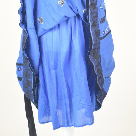 Anthropologie Vintage Lithe Silent Solstice Blue/Black Embroidered Dress Size 4 - Picture 7 of 10